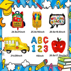 12Pcs Back to School Balloons School Bus Balloon Welcome Back to School Decorati