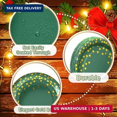 Tegeme 256 Pcs Graduation Dark Green and Gold Dot Party Supplies Decoration Pape