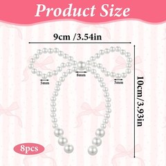 8Pcs Pearl Bows for Crafts, Elegant Pearl Cake Bows for Decorating