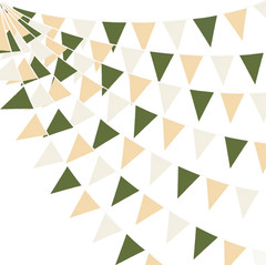 32Ft Green Brown White Party Decorations Brown Green Pennant Banner Fabric Trian