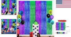 22pcs Video Game Birthday Decorations, Purple Blue Green 3.3×8.2ft Tinsel Foi…
