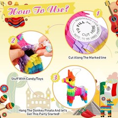 12 Pack Cinco De Mayo Donkey Pinata Set