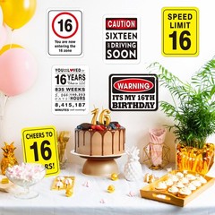 16th Party Decorations – 9PCS Happy 16 Years Old Party Decor Wall Signs Funny…