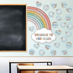 Boho Rainbow Bulletin Board Decorations Set, Boho Classroom Door Decor, Color…