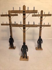 4 LINEMAN POLE & Silhouette Climber | cake decoration | 12” Miniature Decor