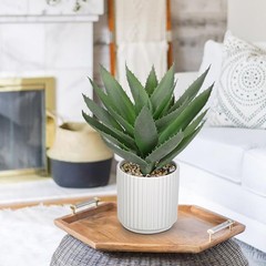 Hollyone Large Artificial Agave 10 inches x 6 x 8 inches, Light Green