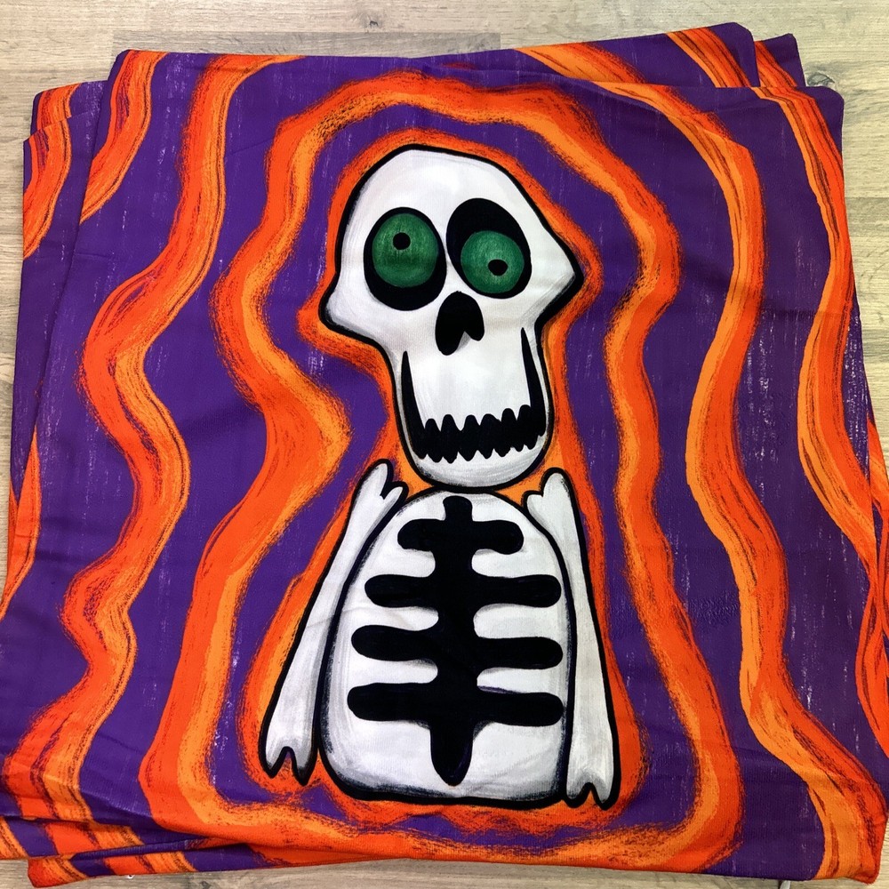 3 X HALLOWEEN SKELETON COLOURFUL BRIGHT SOFT CUSHION COVERS 17in X 17in DEC