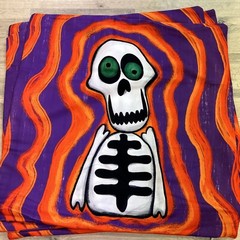 3 X HALLOWEEN SKELETON COLOURFUL BRIGHT SOFT CUSHION COVERS 17in X 17in DEC