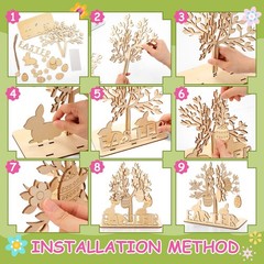 2 Set Egg Tree Wood Crafts DIY 8.6inch Tabletop Centerpiece Table Sign for Pa…