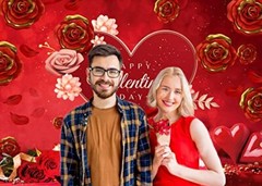 8x6ft Valentine’s Day Backdrop Beautiful Blossom Love Heart Valentine’s Day P…