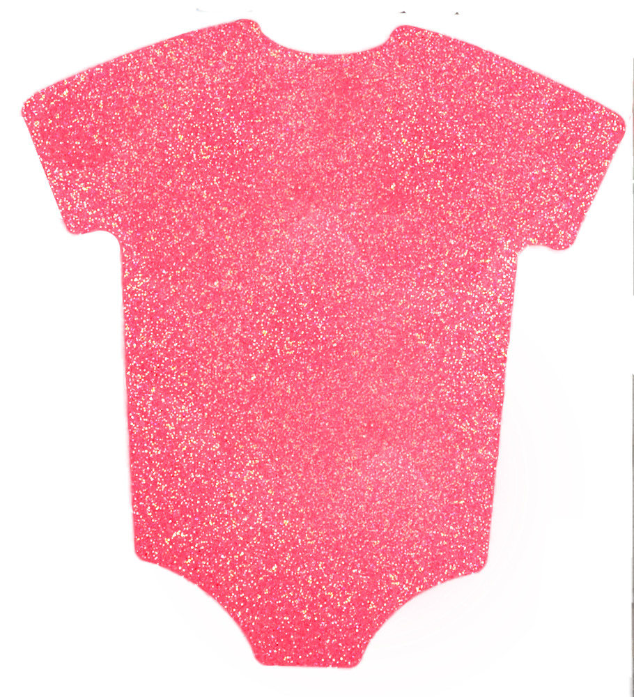 10-Pack, Baby Shower Pink Glitter Body Suit, 1-Sided Cardstock, 3.9″ x 3.7″