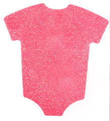 10-Pack, Baby Shower Pink Glitter Body Suit, 1-Sided Cardstock, 3.9″ x 3.7″