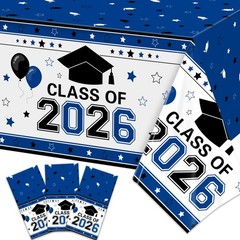 2026 Graduation Decorations Class of 2026 Tablecloth Blue Plastic Disposable….
