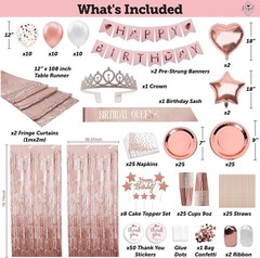 Versatile Rose Gold Theme Party Decorations for Girls, Teens