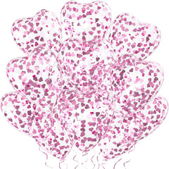 Silver Heart Confetti Balloons 30 Pcs, 12 Inch Clear Heart Latex Balloon with He