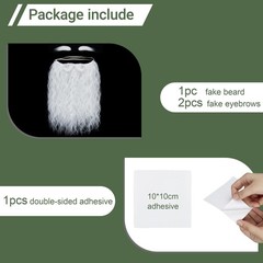 White Long Fake Mustache Beard and Eyebrows for Men Classic Costume Facial Ha…