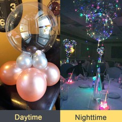10 Pack LED Light Up BoBo Balloons 20″ Party Birthday Transparent Bubble Balloon