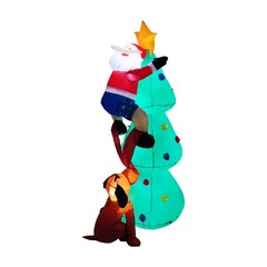 6ft Inflatable Christmas Tree LED Lights Blow up With Santa Claus & Dog Xmas