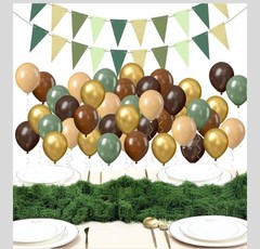Party Decor Green/Neutral Design With Balloons And Moss