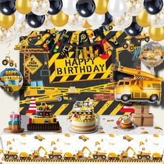 Construction Themed Birthday Party Decorations, Digger Dump Truck Backdrop Ta…