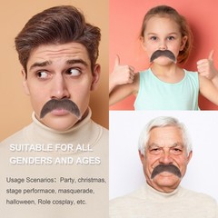 Fake Mustache for Men Classic Halloween Self Adhesive Fake Beard Novelty S….