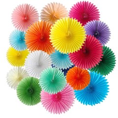 20 PCS Multicolor Rainbow Paper Fans Decorations Party Honeycomb Hanging