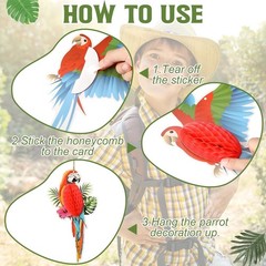 36 PCS Rainforest Party Deco Hanging Tropical Birds w/Jungle Leaves Garland