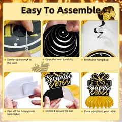 50th Birthday Decorations, Happy Birthday Decorations for Women Men, Black Go…