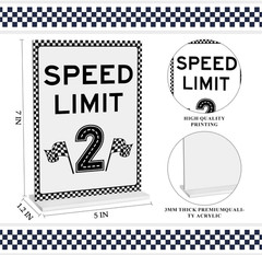 Race Car Birthday Decor – Speed Limit 2 Acrylic Sign with Stand, 8×12 inches