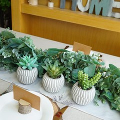 Winlyn Set of 3 Artificial Succulents Plants in Mini Gray and White Pots