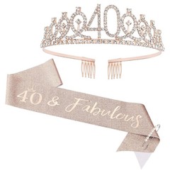 Exclusive 40th Birthday Crown, Sash + Pearl Pin Set for Stylish Celebrations