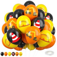 Construction Balloons, 12 inch Black Orange Yellow Balloons,Excavator Helmet …