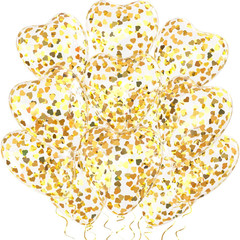 Silver Heart Confetti Balloons 30 Pcs, 12 Inch Clear Heart Latex Balloon with He