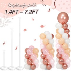2 Sets 163 Pcs Pink Metallic Rose Gold Balloons Column Stand Kit Bridal Party…