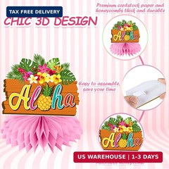 12 Pcs Luau Party Decorations Honeycomb Centerpieces, Hawaiian Party Decorations