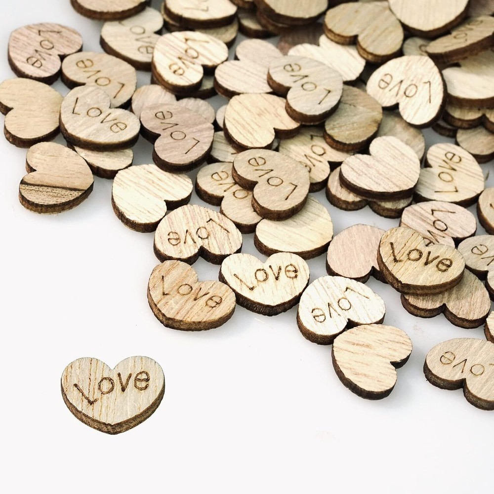 400pcs Rustic Wooden Love Heart Wedding Table Scatter Decoration Valentines’ …