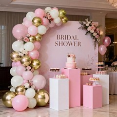 Pink White Gold Balloons Arch Kit – 119 PCs Double Stuffed Pearl White Pastel…