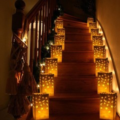 White Luminary Candle Bags Stars Moon Design Fire Retardant Lantern 50 PCS