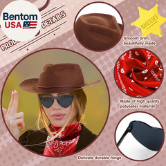 18 Pcs Western Cowboy Plastic Hat Set Include 6 Hats 6 Paisley Bandanas 6 Pairs