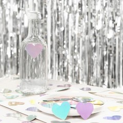 300 PCS IridescentDisco Valentines Heart Confetti Holographic Table Decor