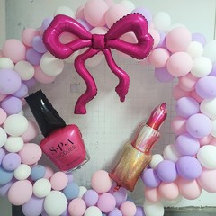 Spa Party Decoration Balloons,Nail Polish/LipStick/Hot Pink Bow Balloons,Thre…