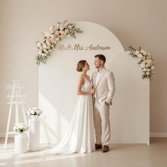 Ivory Arch Backdrop Cover Set of 2, 7.2FT and 6FT Stretchy Spandex Ivory Arch
