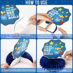 8PCS Fathers Day Party Decorations Honeycomb Centerpiece, 3D Double Side Happ…