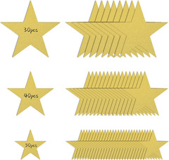 120PCS Glitter Gold Five Star Cutouts Paper Gold Star Cutouts Star Confetti Cuto