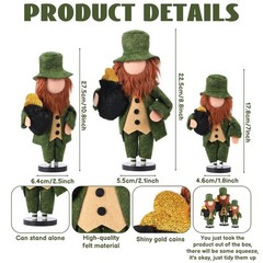 3 Pcs St. Patrick’s Day Leprechaun Table Decoration Irish Leprechaun Doll for…