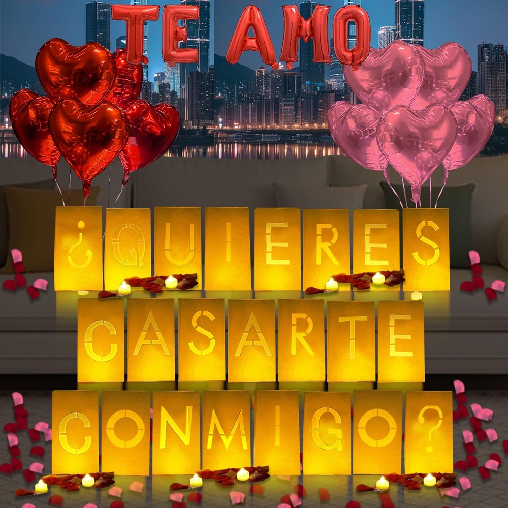 ¿Quieres casarte conmigo? Lighted Letters Sign 17pcs Luminary Paper Bags 2200…