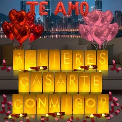 ¿Quieres casarte conmigo? Lighted Letters Sign 17pcs Luminary Paper Bags 2200…