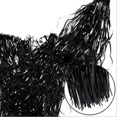 Fecedy 2 Pack Black Metallic Tinsel Foil Fringe Curtains Party Decor 3×8.3ft