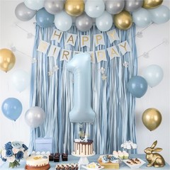 Big Number 1 Balloons, Light Matte Sky Blue Foil 1 Balloon Numbers 40 Inch, G…