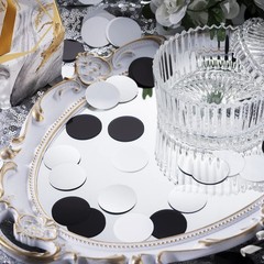 300 PCS Black White Silver Table Confetti Metallic Circle 1.2 Inch